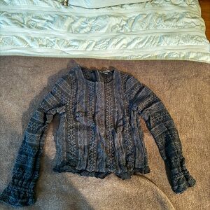 All Saints Black Textured Top